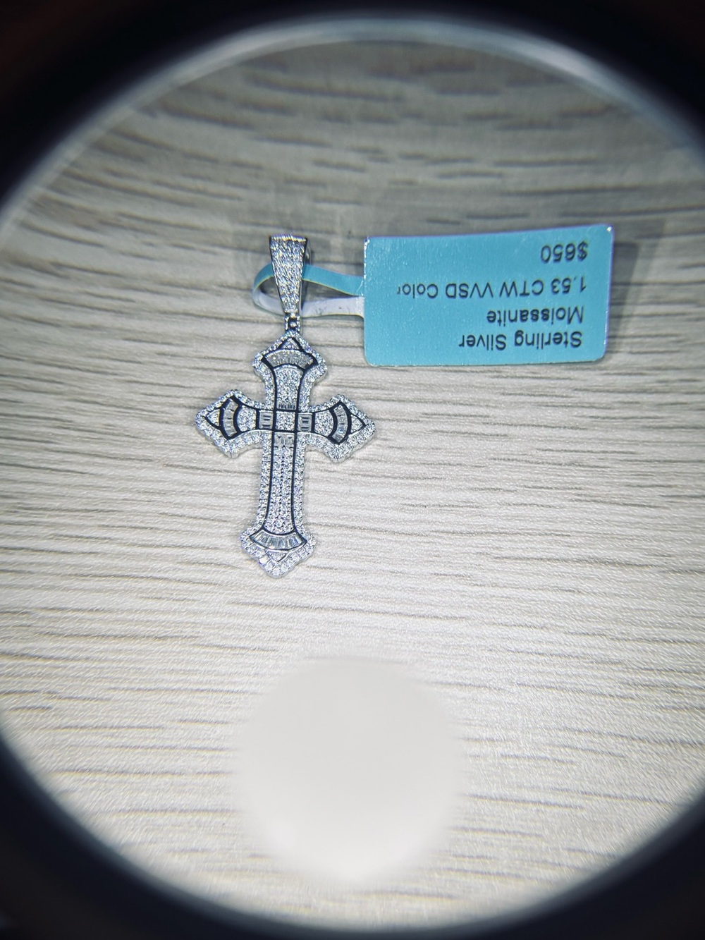 Solid 925 Sterling Silver VVS Moissanite Cross Pendant - Picture 7 of 13